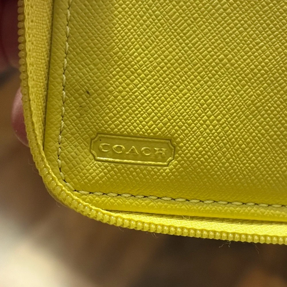 COACH Yellow Leather Wristlet Phone Case